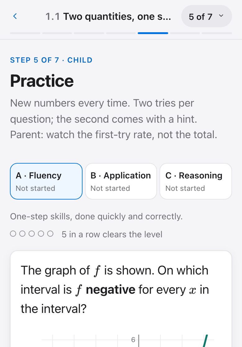 Step 5, Practice, as it looks in a lesson
